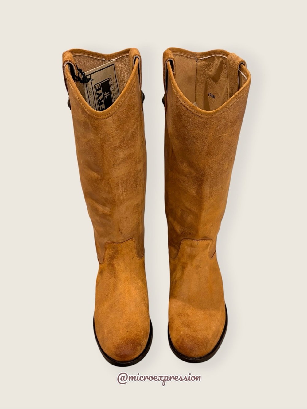 $399 Frye Melissa Button Tan Real Leather Distressed Tall Comfy Knee High Boot - Picture 10 of 16